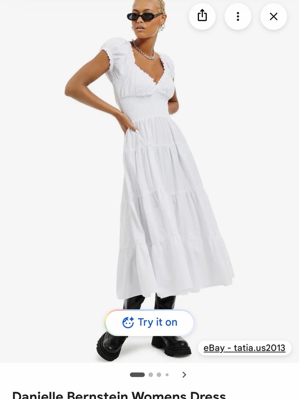 DANIELLE BERNSTEIN White Smocked Tiered Maxi Dress